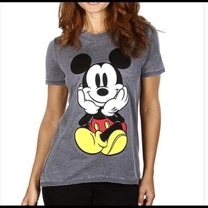 Disney Mickey Mouse Front & Back Gray Thin Lightweight T-shirt Size Large